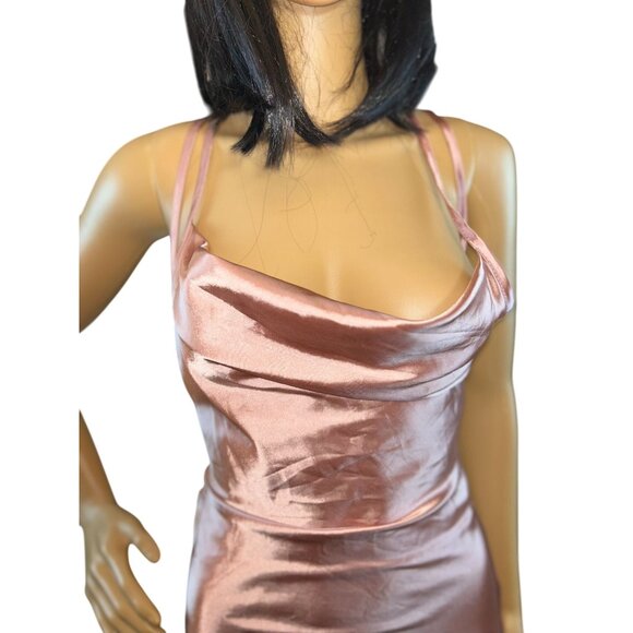 Sweetest Pink Sleeveless Lace Up Satin Dress Size XS - Picture 10 of 10